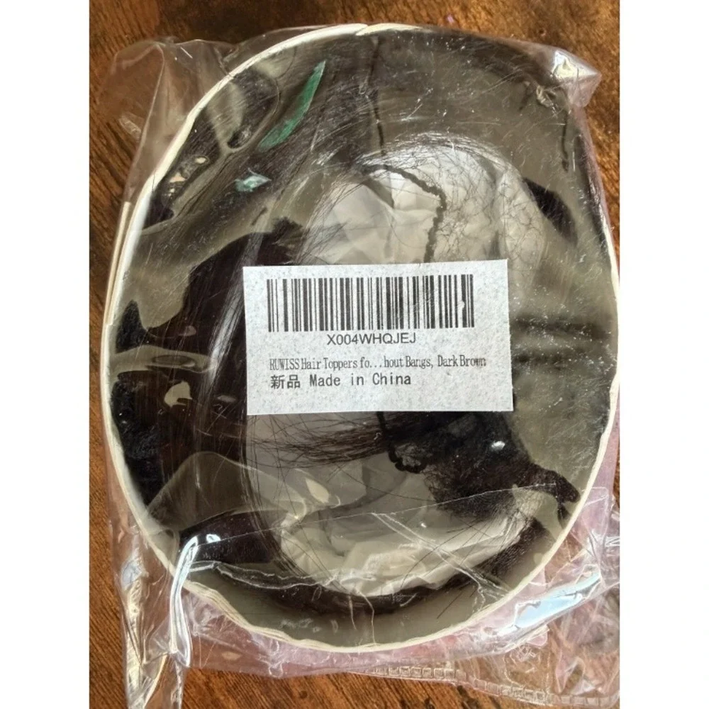 RUWISS Hair Topper 100% Real Human Hair 10 Inch Dark Brown Clip In Hairpiece 21g